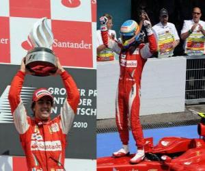 yapboz Fernando Alonso Hockenheim&#039;da zaferini kutluyor, Almanya Grand Prix (2010)